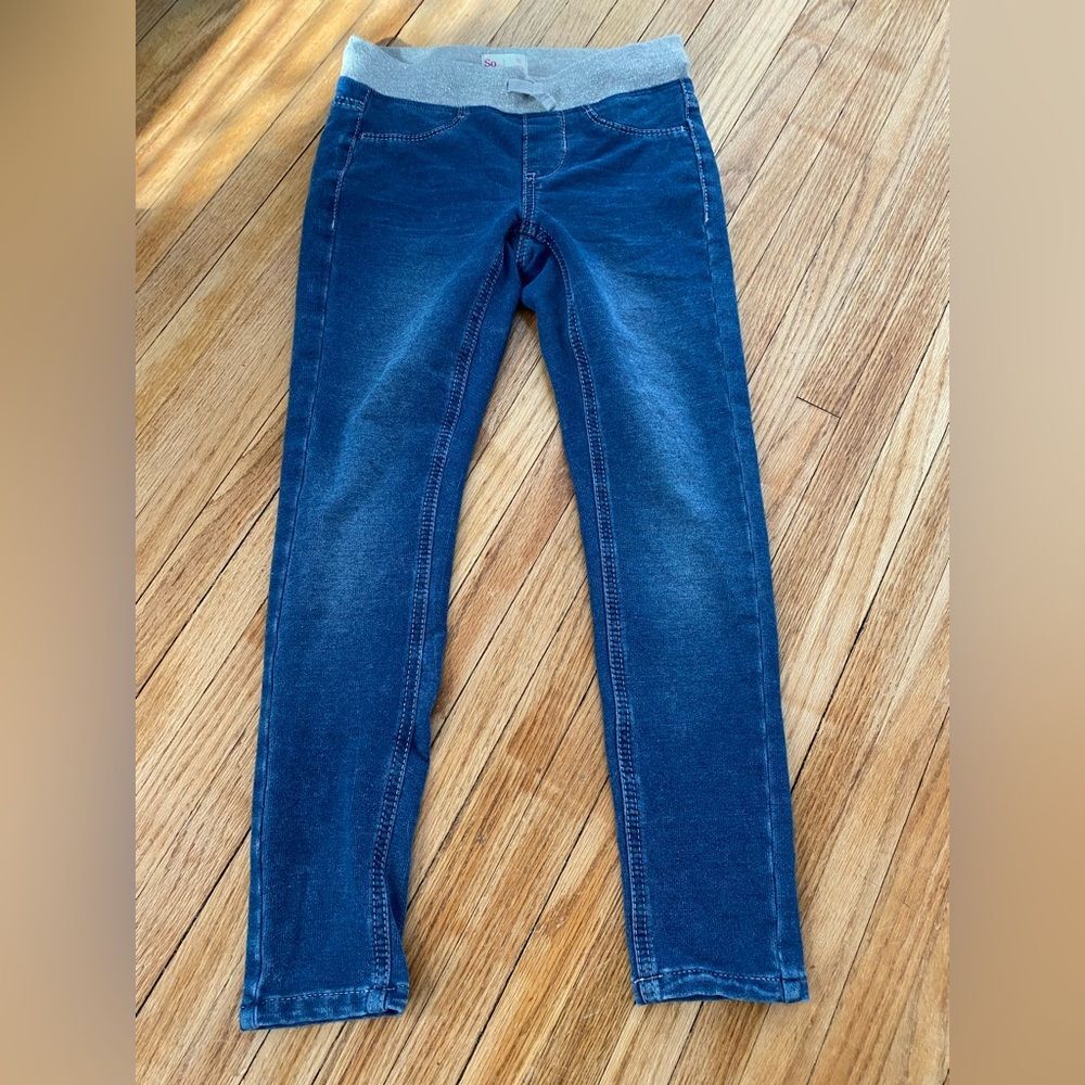 So Girl 8 Elastic Waist Skinny Blue Jeans Stretchy Denim